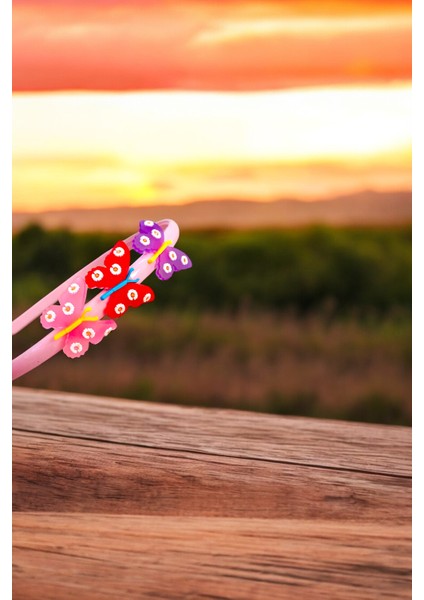 Çocuk Kelebek Figürlü Parlak Renklerde Taç