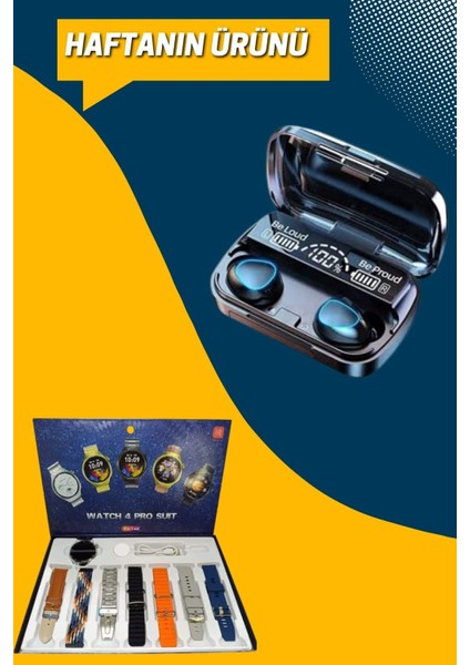 Ucuz Kaliteli Yeni Nesil 7 Kordonlu Akıllı Saat ve Kablosuz Bluetooth Kulaklık An - N181J789-M89 modelleri