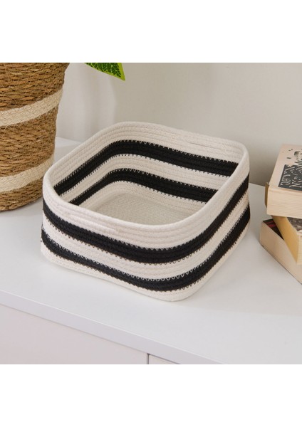 Living Elegant Curves Dekoratif Sepet - Siyah / Beyaz - 20X20X10 cm fiyatları