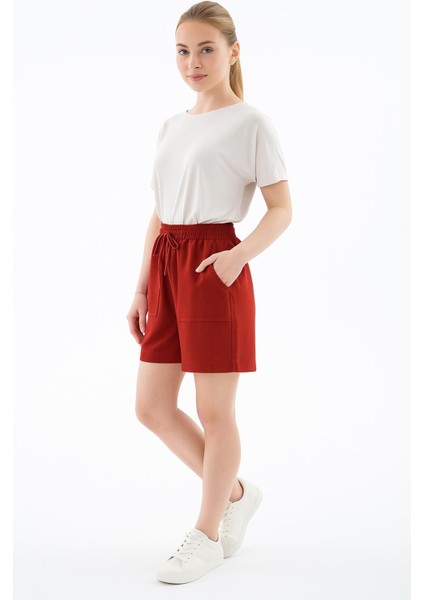 Lastikli Keten Şort Kiremit fiyatları