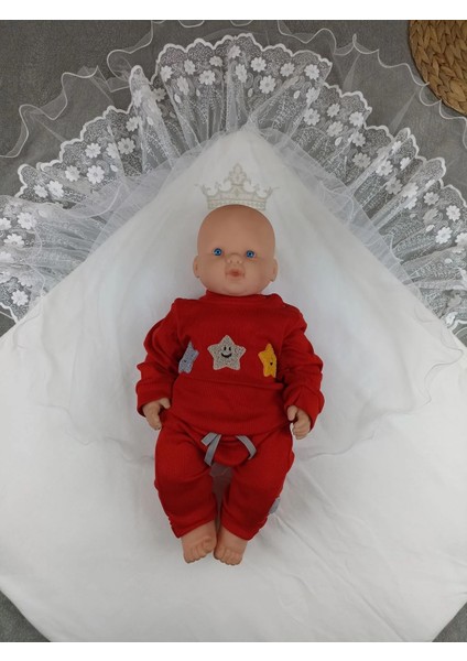 Litaetrend Yenidoğan Kumru Soft Cotton Taç Nakışlı Trilüks Kundak Bebek Battaniyesi Ekru fırsatları