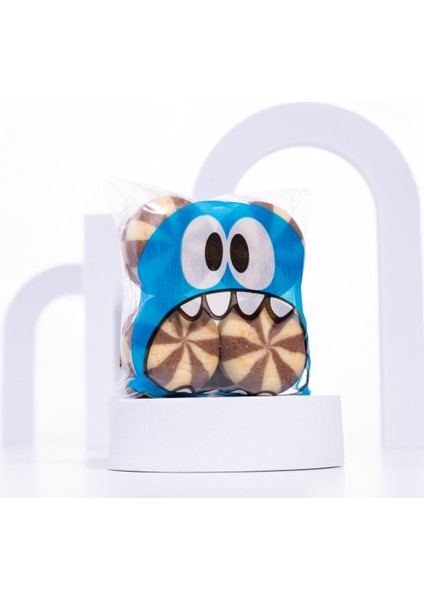 Mavi Canavar Desenli Bantlı Şeffaf Poşet, 10X15 cm 100 Adet