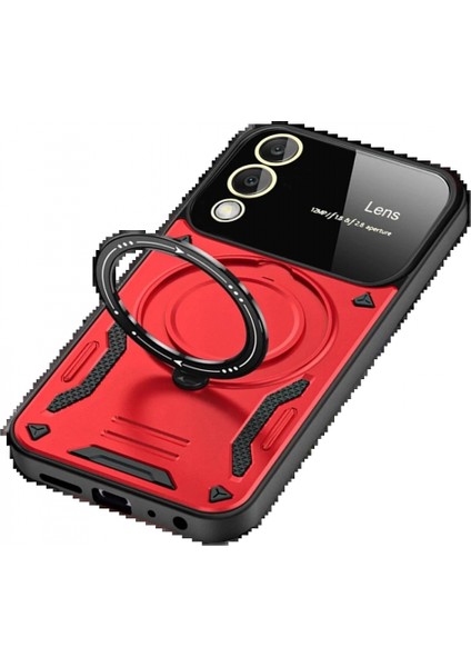 Samsung Galaxy S25 Edge Kılıf Joy Lens Standlı Kapak - Kırmızı modelleri