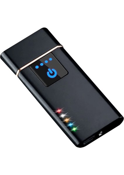 Elektronik Şarj Edilebilir Alevsiz USB Dokunmatik Siyah Çakmak - Kutulu fiyatları