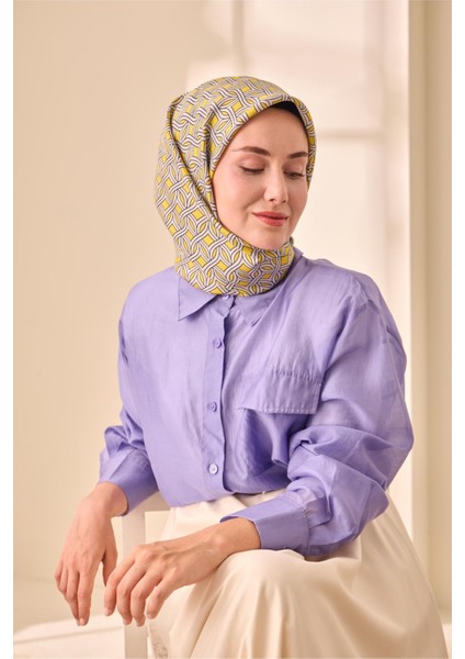 Twill Ipek Eşarp - 11479-05 Sarı Gümüş fırsatları