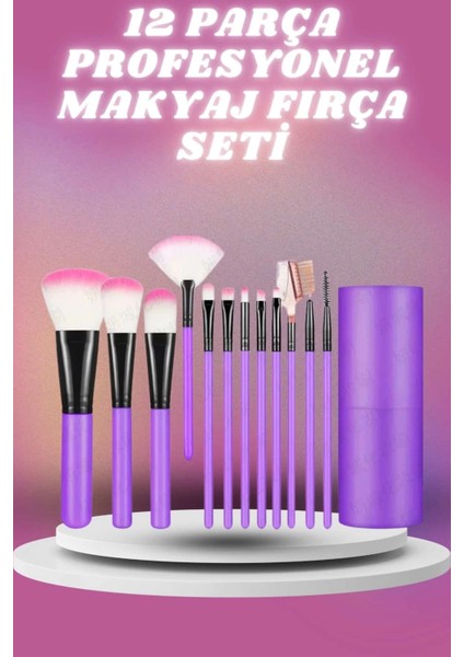 12 Parça Profesyonel Makyaj Seti Yumuşak Kıllı Yüz ve Göz Makyajına Uygun