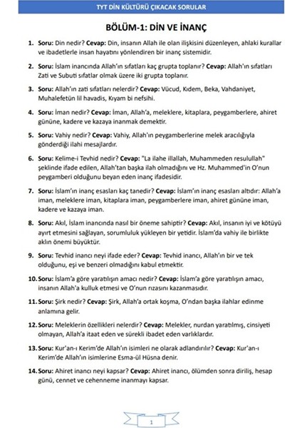 Tyt Din (Tüm Soruları Fulleten Kitap) modelleri