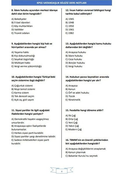 Kpss Vatandaşlık Ders Notları (Çıkacak Sorular) modelleri