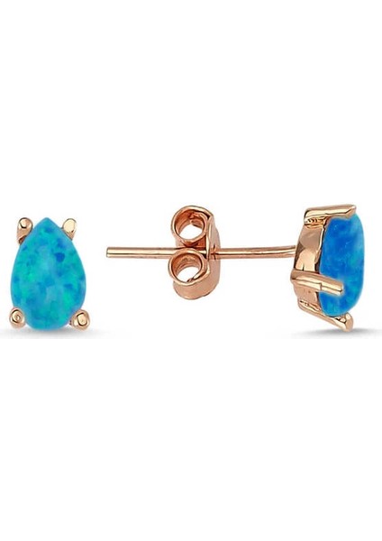 ​gümüş Damla Koyu Mavi Opal Taş Küpe