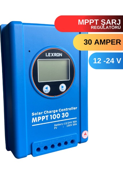 30 Amper 12V -24V Mppt Solar Şarj Kontrol Cihazı 30A