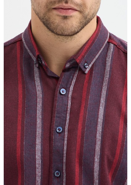 Erkek Dikine Çizgili Melanj Button Down Regular Fit Pamuk Polyester Gömlek fırsatları