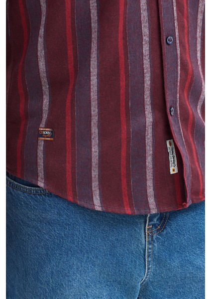 Erkek Dikine Çizgili Melanj Button Down Regular Fit Pamuk Polyester Gömlek indirimleri