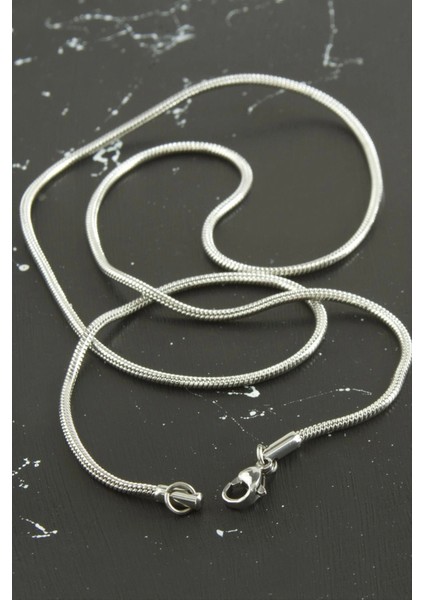 Silindir Zincir Çelik Kolye 55 cm