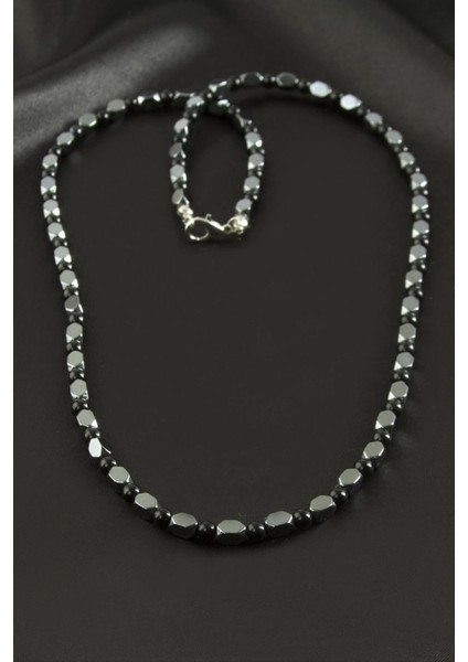 Erkek Bayan Hematit Taşlı Kolye