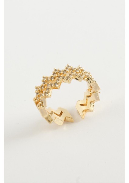 Zikzak Zirkon Taşlı Yüzük