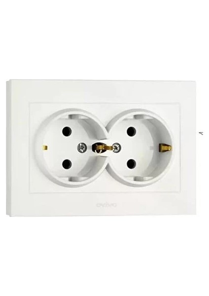 Beyaz Ikili Topraklı Priz Çerçeveli Mina - Priz ve Anahtar Için Uyumlu Çerçeve