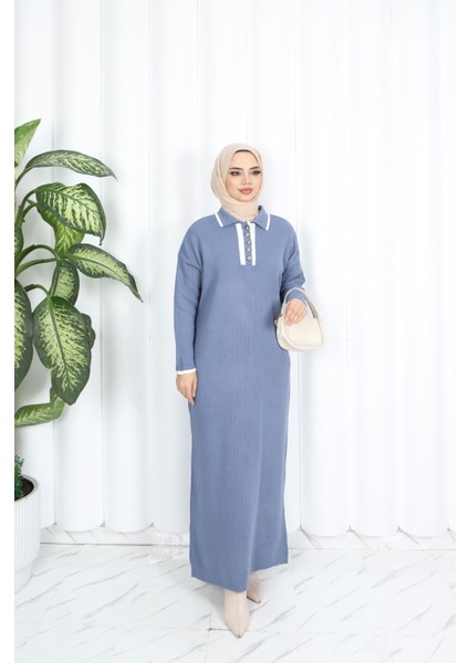 Polo Yaka Triko Elbise