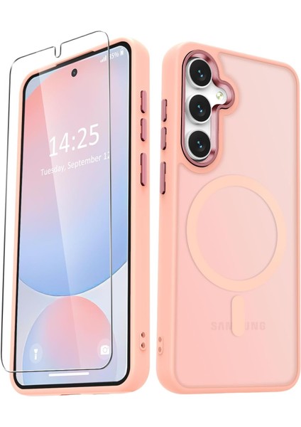 Samsung Galaxy A26 Uyumlu Ekran Koruyuculu Kılıf Magsafe Sarj Destekli Kamera Çıkıntılı Mat Kapak