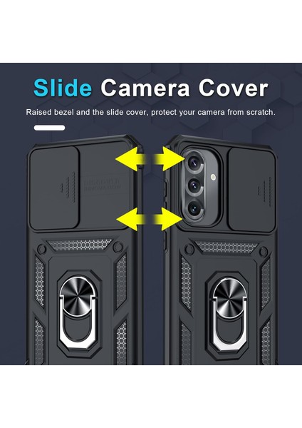 Samsung Galaxy A36 Uyumlu Ekran Koruyucu Kılıf Sürgülü Yüzüklü Standlı Darbe Emici Tank Kapak modelleri