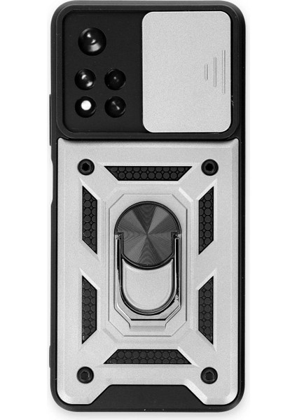 Xiaomi Redmi Note 11T Kılıf Pars Lens Yüzüklü Silikon - Gümüş modelleri