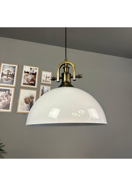 Linate Beyaz Gemici Eskitme Başlık Avize Tekli Sarkıt Salon Kuaför Dekoratif Aydınlatma