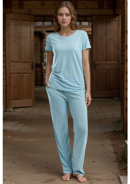 Kadın Giyim Kısa Kollu Viskon Pijama Takımı LL.PC89.K97.D01