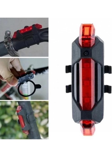 USB Şarj Edilebilir Parlak Bisiklet LED Lamba Su Geçirmez Güvenlik Uyarı Arka Lamba Işığı