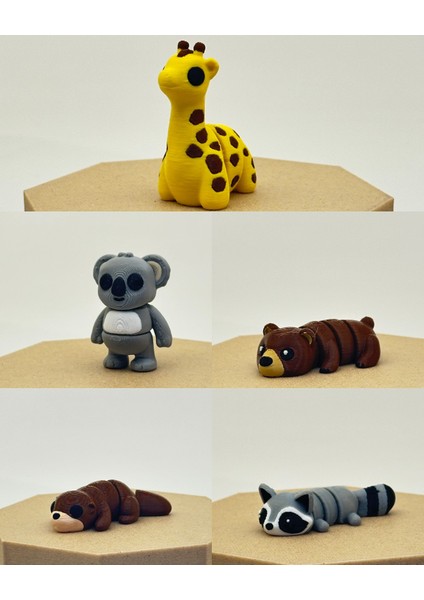 Minik Hayvanlar 5'li Oyuncak Seti- Ekip7– Organik, Hareketli, Eklemli ve Eğitici