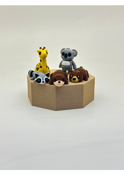 Minik Hayvanlar 5'li Oyuncak Seti- Ekip7– Organik, Hareketli, Eklemli ve Eğitici