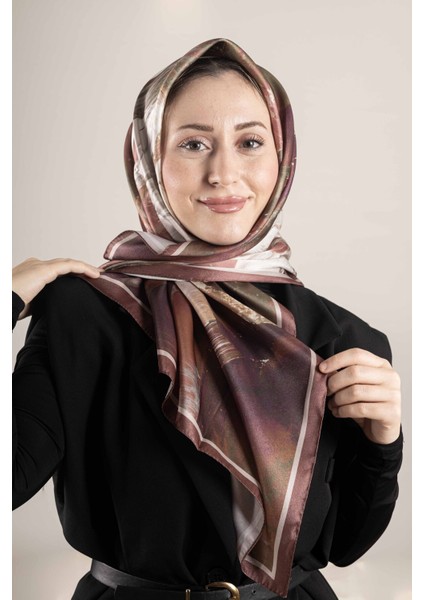 Dijital Kristal Desenli Eşarp 95x95 – Pastel Desen-3