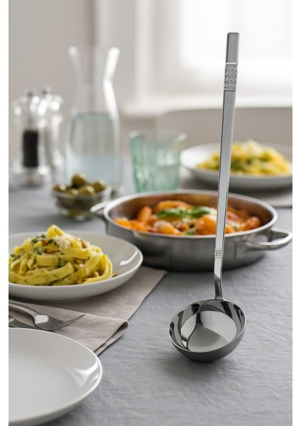 Domino Sade Paslanmaz Çelik Servis Kepçe 304 Kalite 3mm