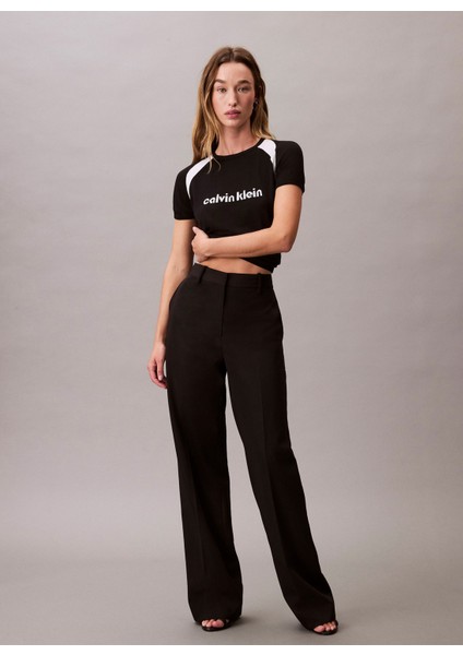 Siyah Kadın Yuvarlak Standart Baskılı T-Shirt LV047C307GUB1