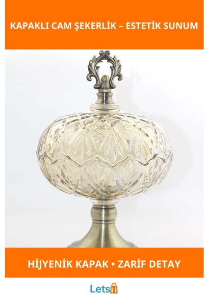 Kapaklı Şeffaf Cam Şekerlik Zarif Tasarım