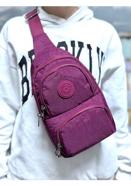 Su Geçirmez Kumaş Bordo Unisex Body Bag Çapraz Omuz Çantası