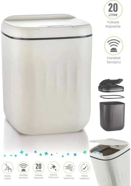 Akıllı Teknolojik Sensörlü Çöp Kovası Işık Antibakteriyel Koku Geçirmez Mutfak Banyo Wc Ofis 20L Uv fırsatları