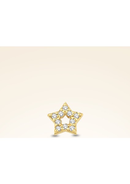 0,04 Karat Pırlanta Taşlı Yıldız Piercing