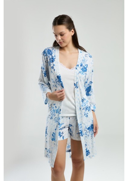 Kadın Süprem Kumaş 3 Parça Kutulu Pijama Takımı WV.1.L.0E012O