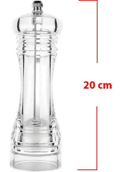 1 Adet Şeffaf Akrilik 20 cm Büyük Boy Baharat Tuz Karabiber Öğütücü Değirmeni