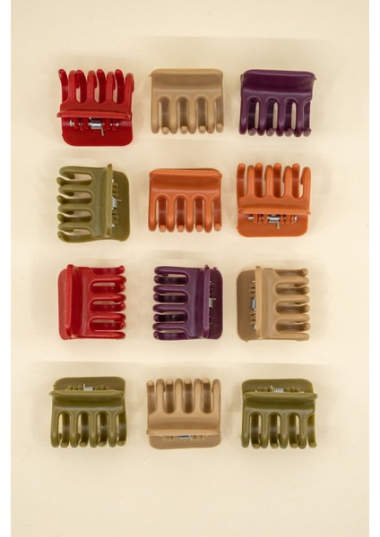 Kadın 12'li Renkli Timsah Mandal Toka Seti