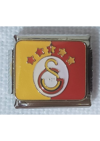 Galatasaray Logolu Paslanmaz Çelik Italyan Bileklik Charm – Sarı Kırmızı 4 Yıldızlı Taraftar Tasarım