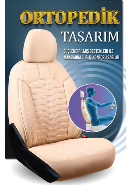 Honda Cr-V Deri Detaylı Oto Koltuk Kılıfı Ön Arka Takım Platinium Seri Bej Scr 97-18 fırsatları