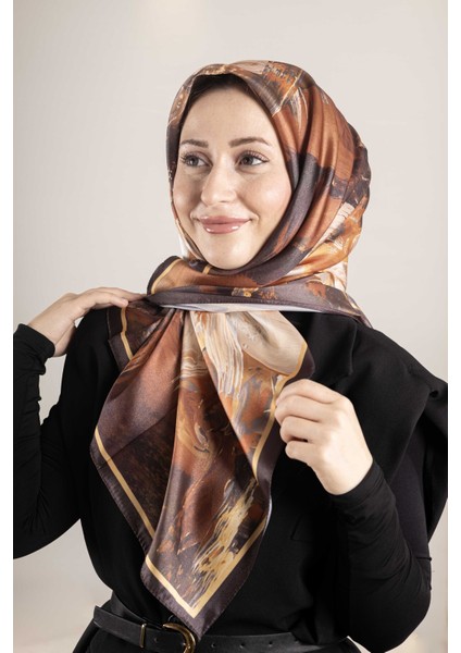 Dijital Kristal Desenli Eşarp 95x95 – Pastel Desen-3