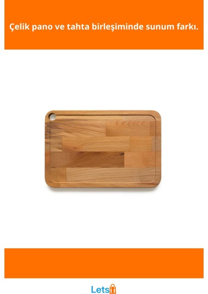 Ahşap Paslanmaz Çelik Kesim ve Sunum Tahtası 31X22 cm fiyatları