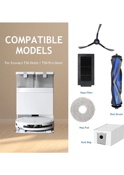 Ecovacs T50 Pro Omni / T50 Omni / T50 Max / T50 Max Pro / T50 Pro Robot Süpürge Aksesuarları Için Yedek Parça (Yurt Dışından) fiyatları