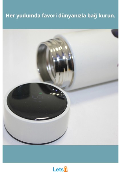 Anime Baskılı Paslanmaz Çelik Dijital Göstergeli Termos 500 ml fiyatları