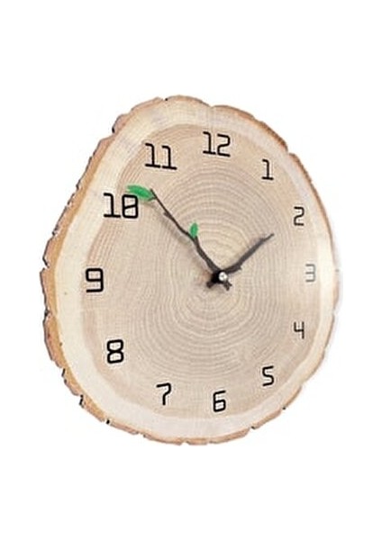 Dekoratif Ağaç Gövdesi Kütük Şeklinde 30 cm Duvar Saati