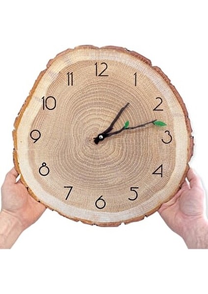 Dekoratif Ağaç Gövdesi Kütük Şeklinde 40 cm Duvar Saati