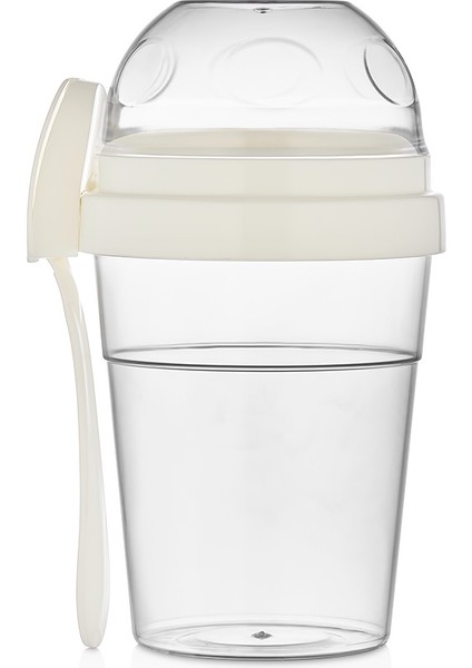 Yoğurt Porsiyon Öğün Kabı Qlux Yoğurt Mislü Taşıma Saklama Kabı Bpa Içermez L-00812 Kaşıklı