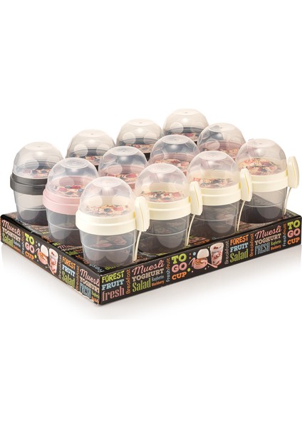 Yoğurt Porsiyon Öğün Kabı Qlux Yoğurt Mislü Taşıma Saklama Kabı Bpa Içermez L-00812 Kaşıklı fiyatları