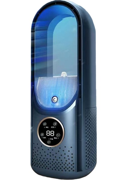 Hava Soğutucu LED Ekran Klima Nemlendirme Elektrikli Fan 6 Hız Sessiz Zamanlayıcı Fan Nemlendirici Fan Mavi (Yurt Dışından)